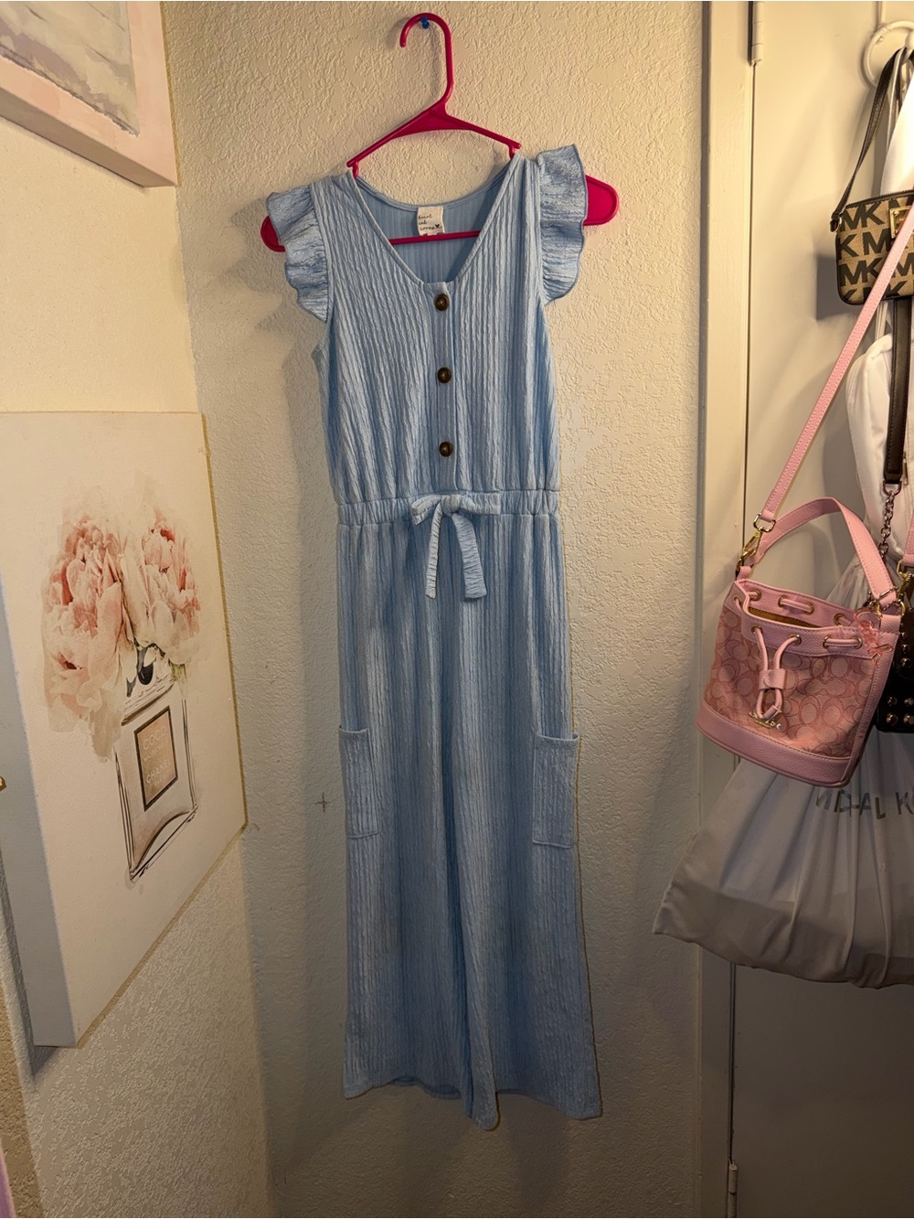 Light Blue Girls' Sleeveless Button-Front One-Piece Bodysuit